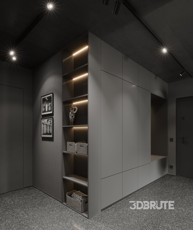 Modern living room and dining room kitchen interior scene Image 6