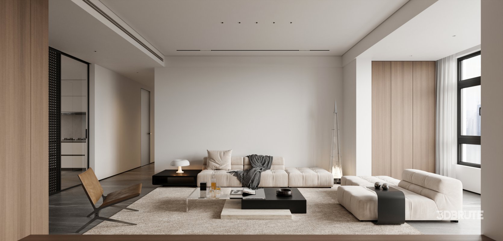 Modern living room and dining room kitchen interior scene Image 10