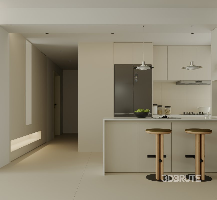 Modern living room and dining room kitchen interior scene Image 8