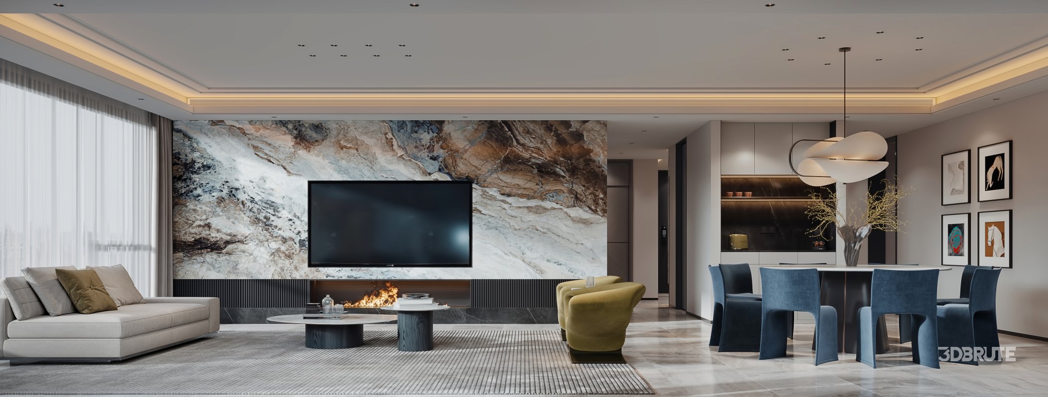 Luxurious living room and dining room Image 7