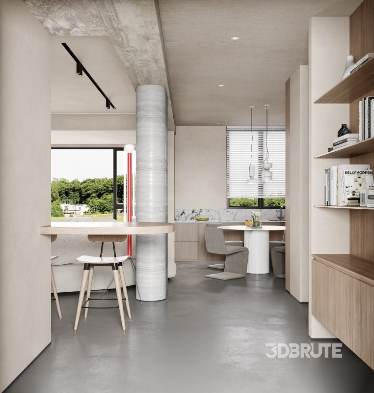 Modern living room and dining room interior scene Image 12