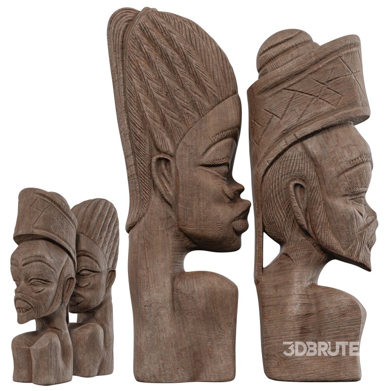 Wooden African Couple Statue 02 Image 6