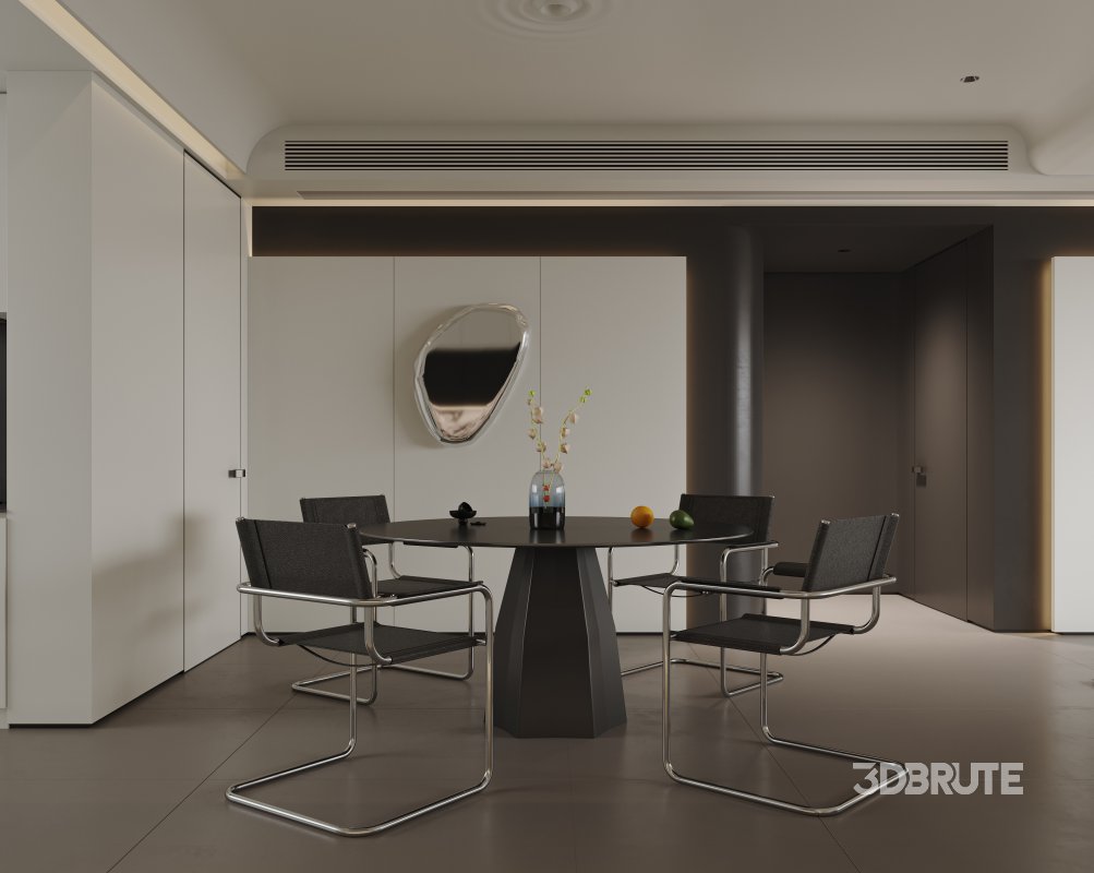 Modern living room and dining room interior scene Image 15
