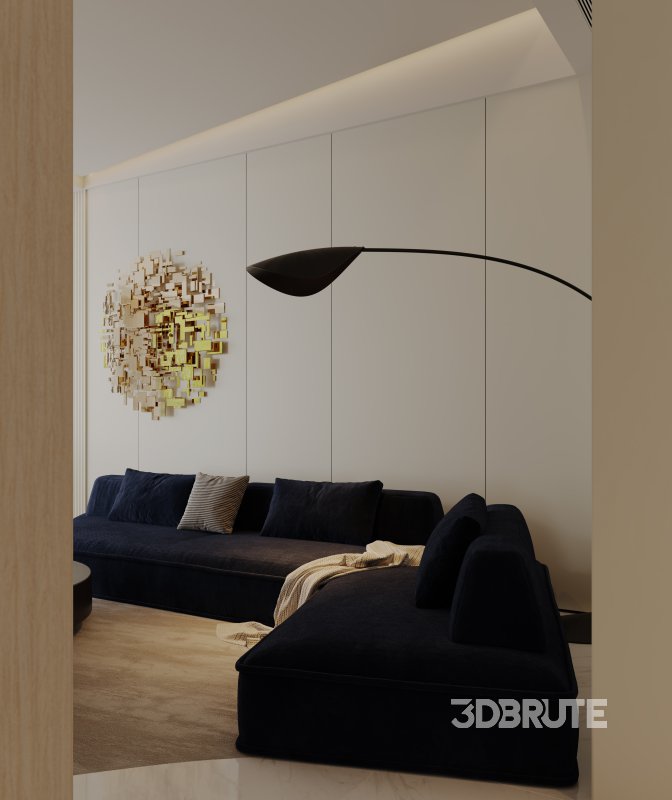 Modern living room and dining room interior scene Image 7