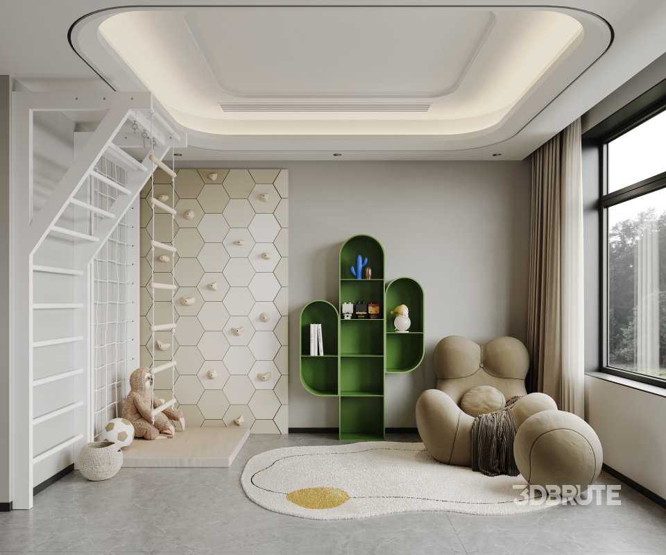 Modern living room and dining room interior scene Image 6