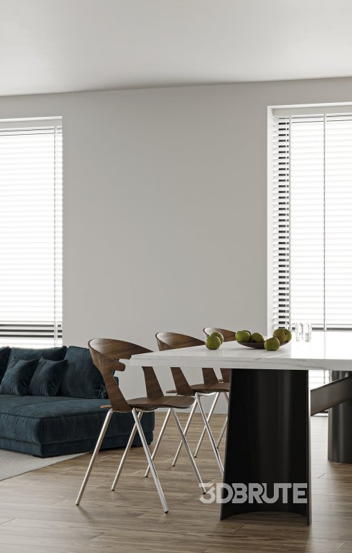 Modern living room and dining room bedroom interior scene Image 3