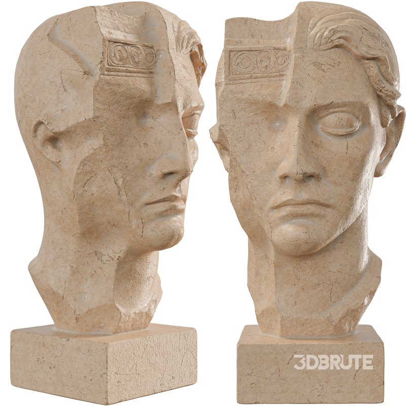 Ancient Greek Man Head Statue Image 6