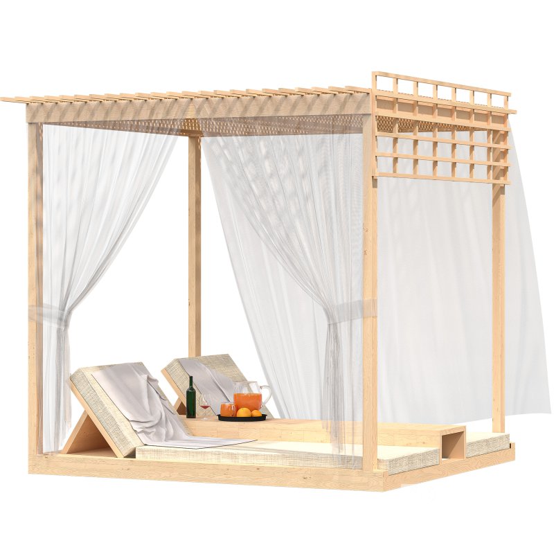 Relaxing Canopy – Modern Outdoor Lounge 3D Scene Image 2