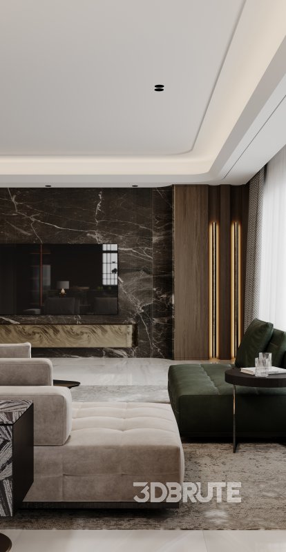 Modern living room and dining room interior scene Image 5