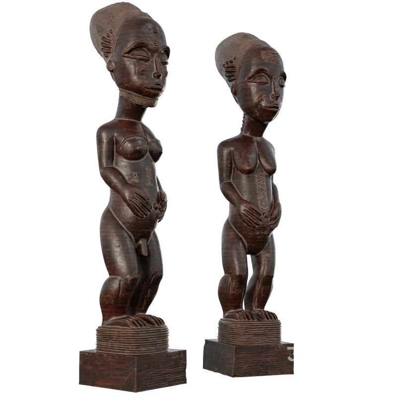 Wooden African Couple Stand Statue Image 5