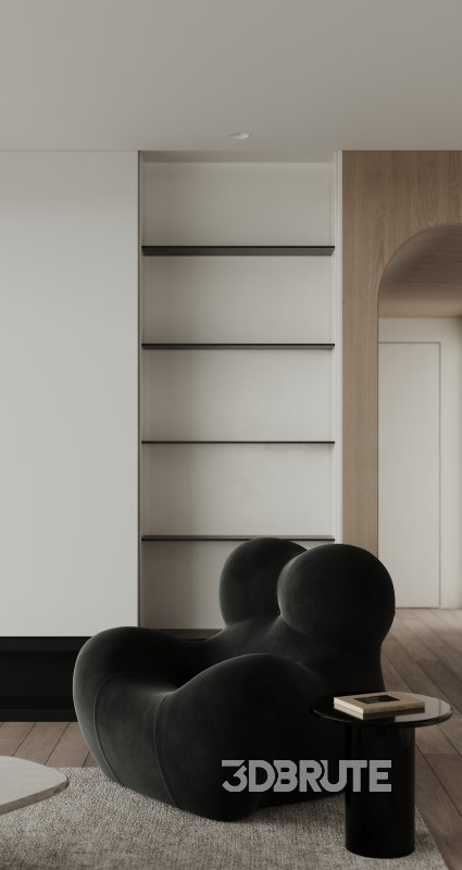 Modern living room and dining room interior scene Image 8