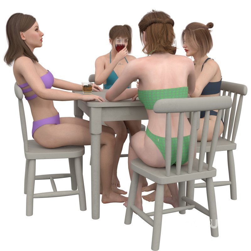 Bikini Woman aroun the table Image 4