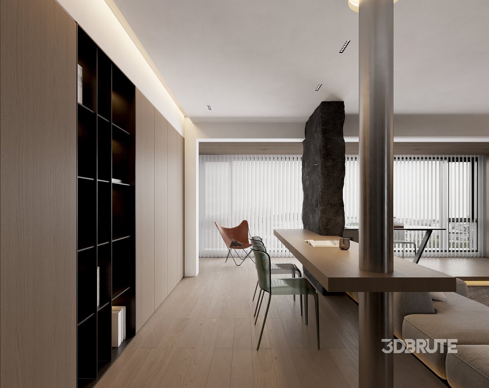 Modern living room and dining room interior scene Image 6