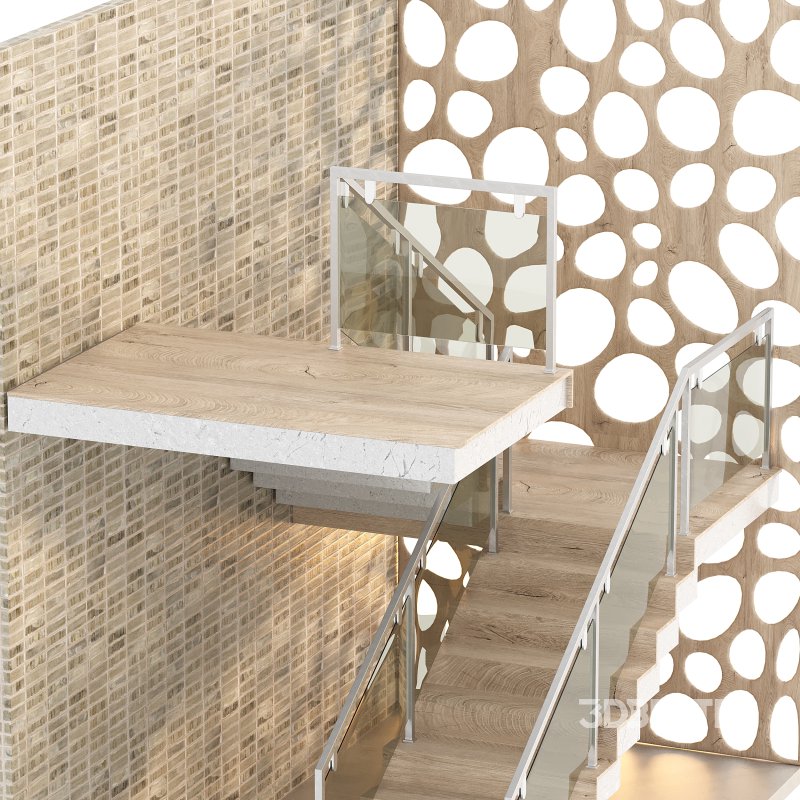 wooden staircase with brick wall Image 6