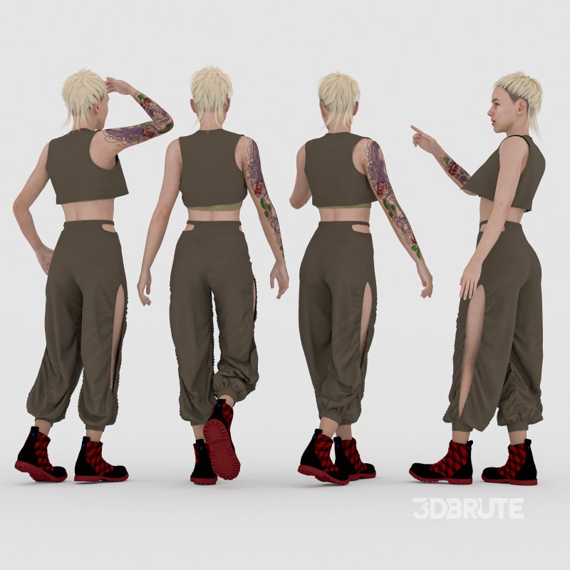 casual woman outfit in 4 poses Image 2