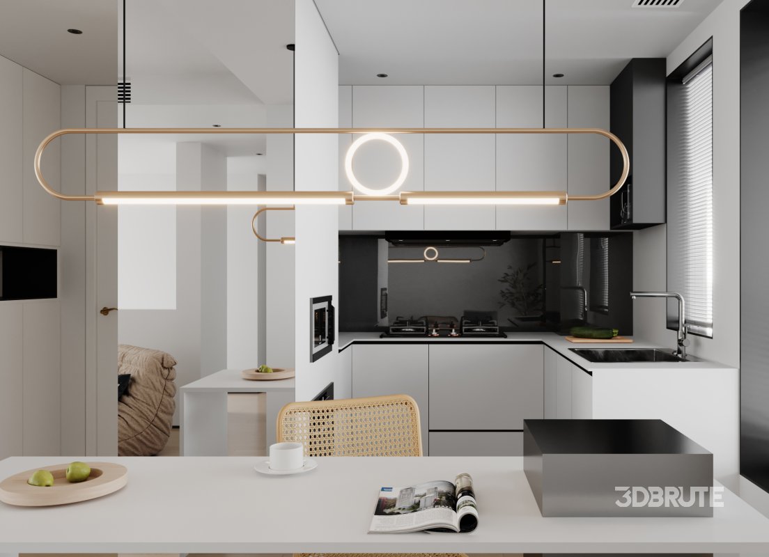 Modern living room and dining room interior scene Image 3