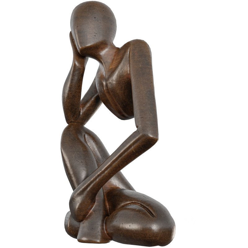 Wooden Thinking Statue Image 4