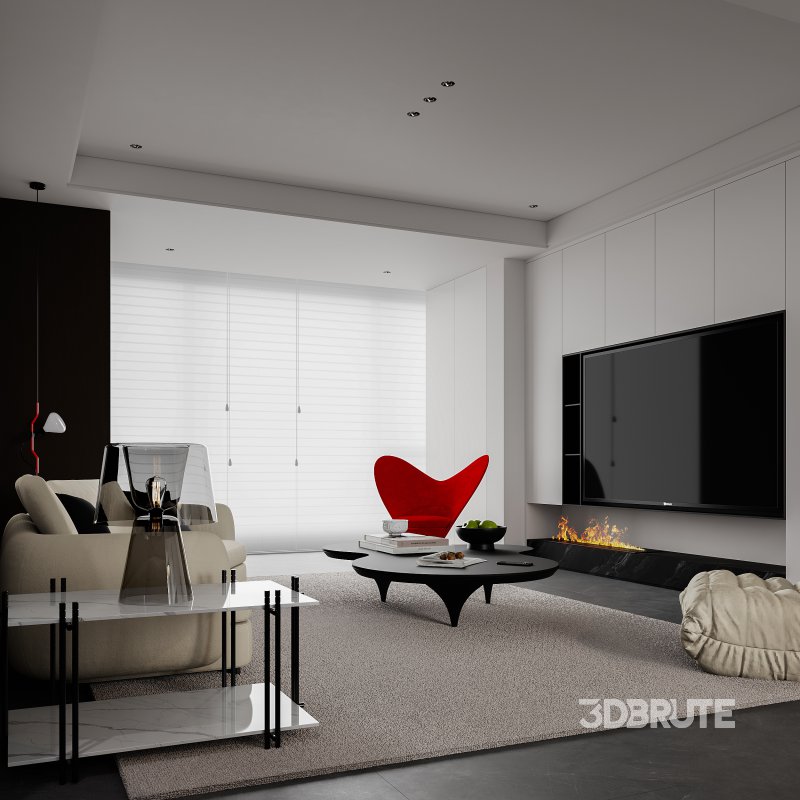 Modern living room and dining room interior scene Image 7