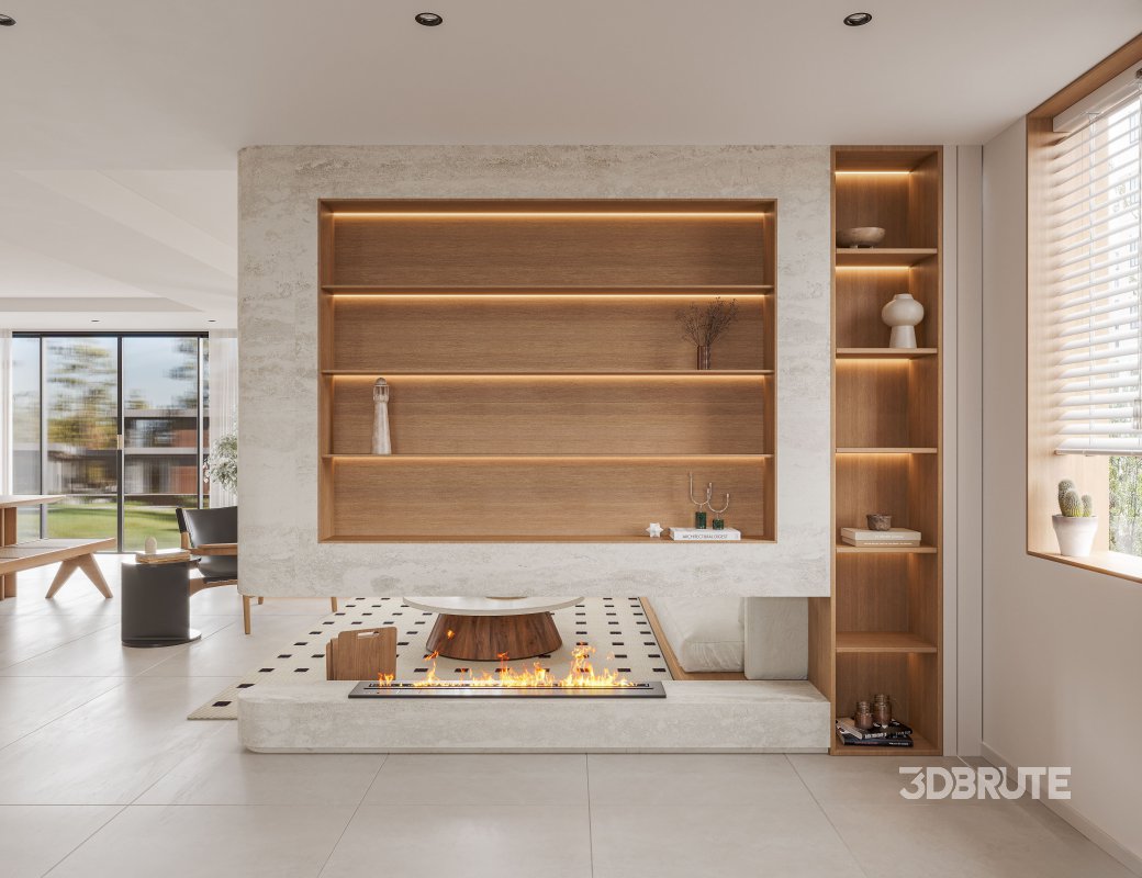 Modern living room and dining room interior scene Image 6