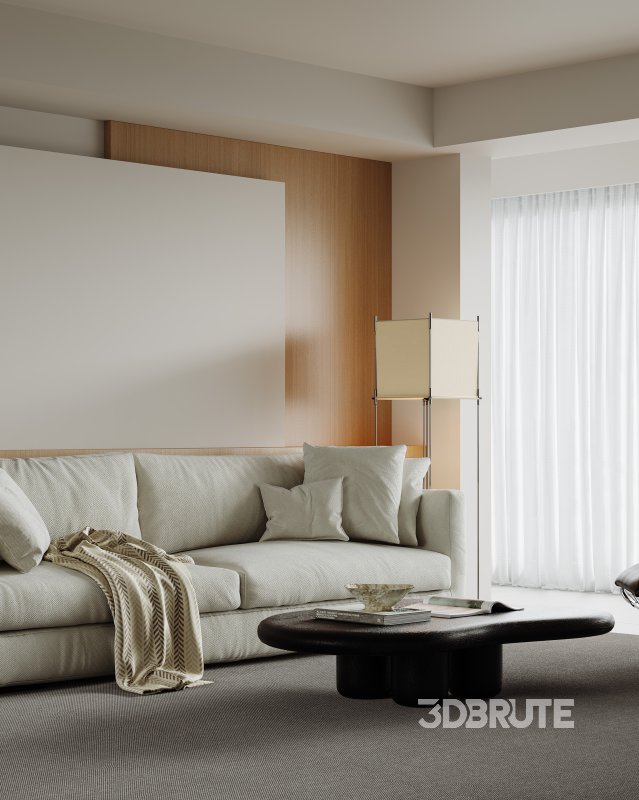 Modern living room and dining room interior scene Image 6