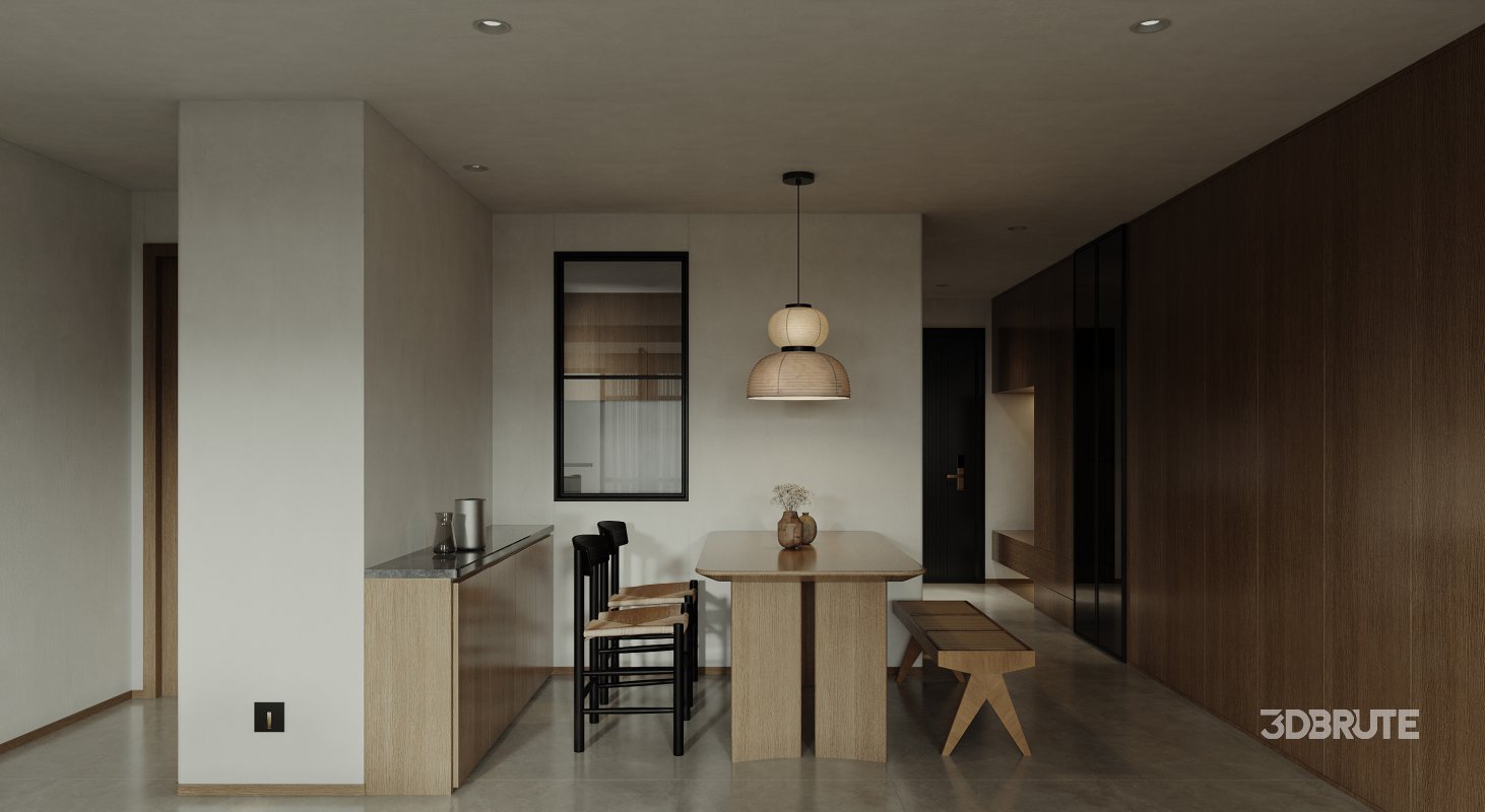 Modern living room and dining room interior scene Image 3