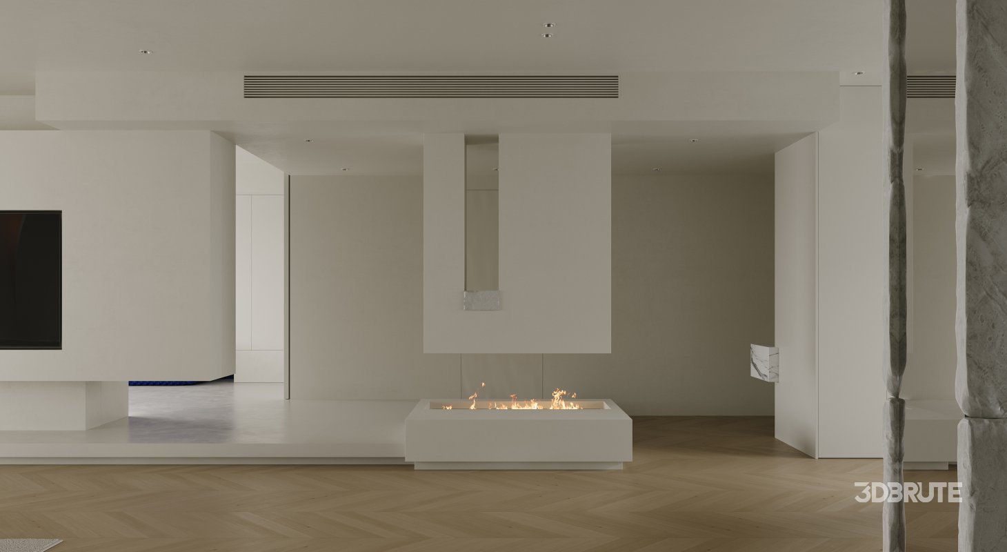 Modern living room and dining room interior scene Image 1