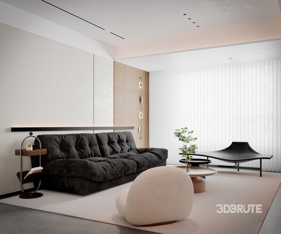 Modern living room and dining room interior scene Image 2