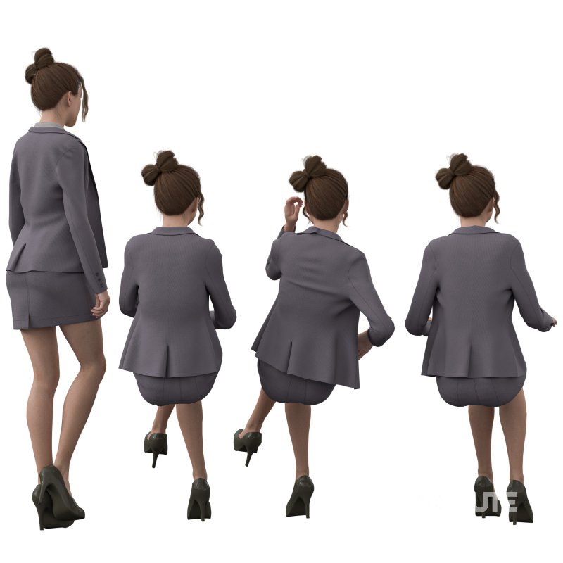 woman skirt suit in 4 poses Image 2
