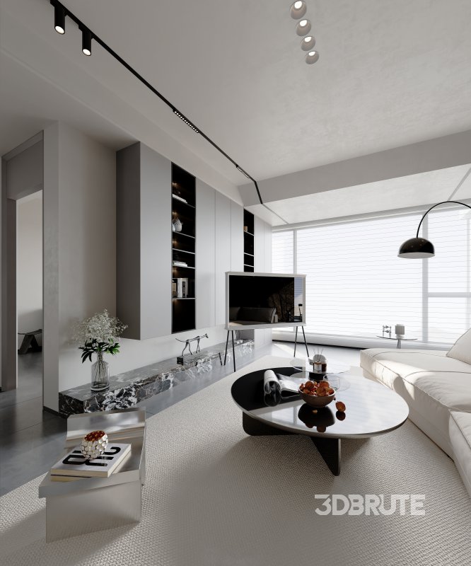 Modern living room and dining room interior scene Image 5