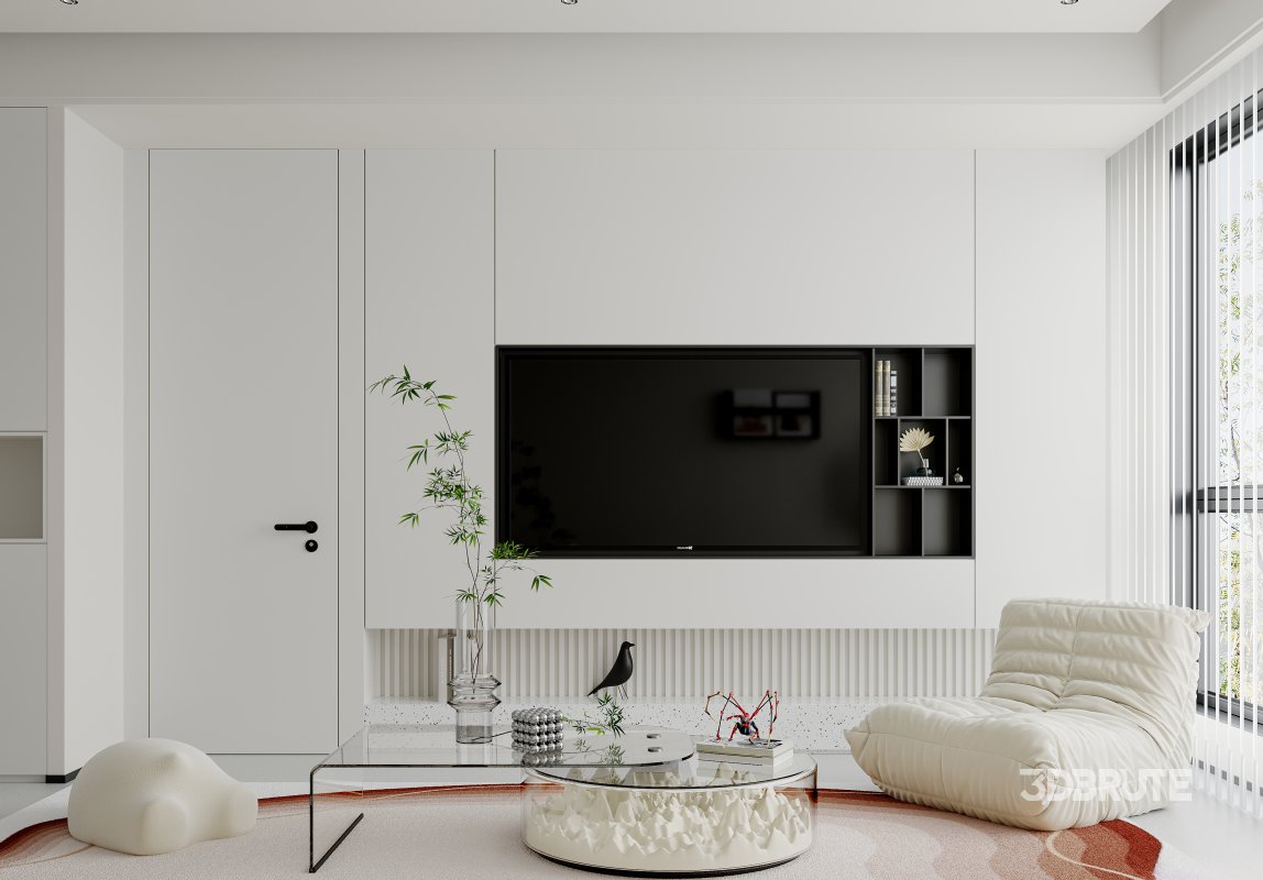 Modern living room and dining room interior scene Image 6