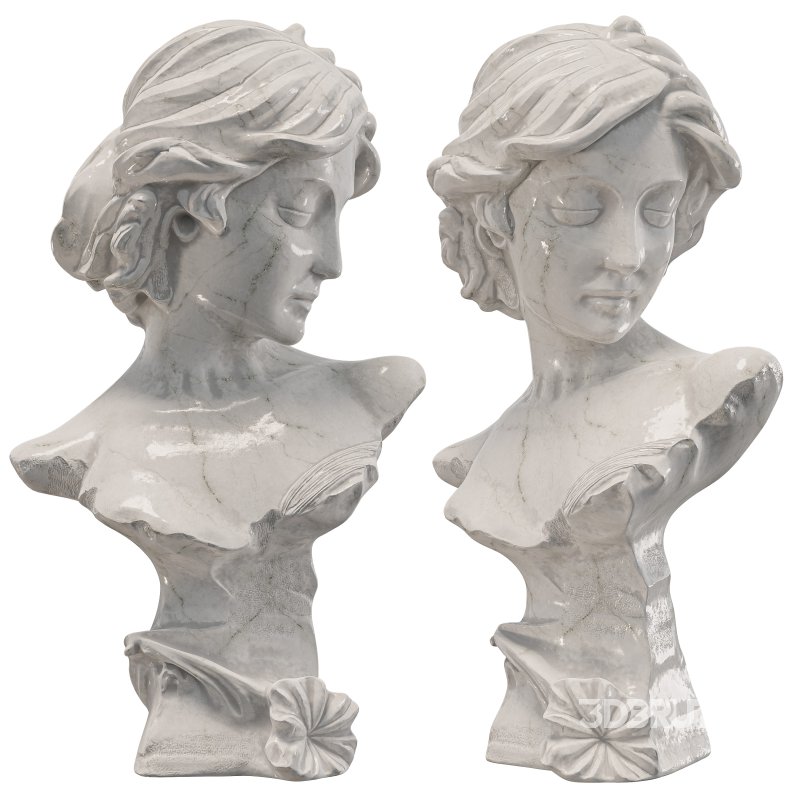 Neoclassical Woman Marble Bust Image 2