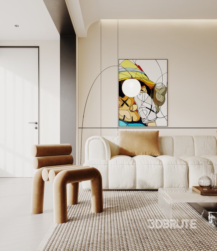 Modern living room and dining room interior scene Image 2