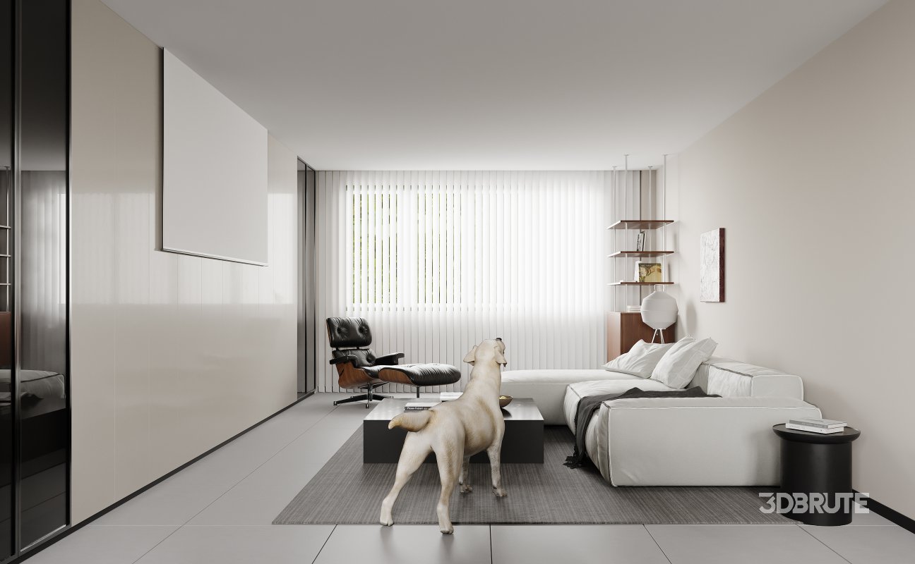 Modern living room and dining room interior scene Image 8