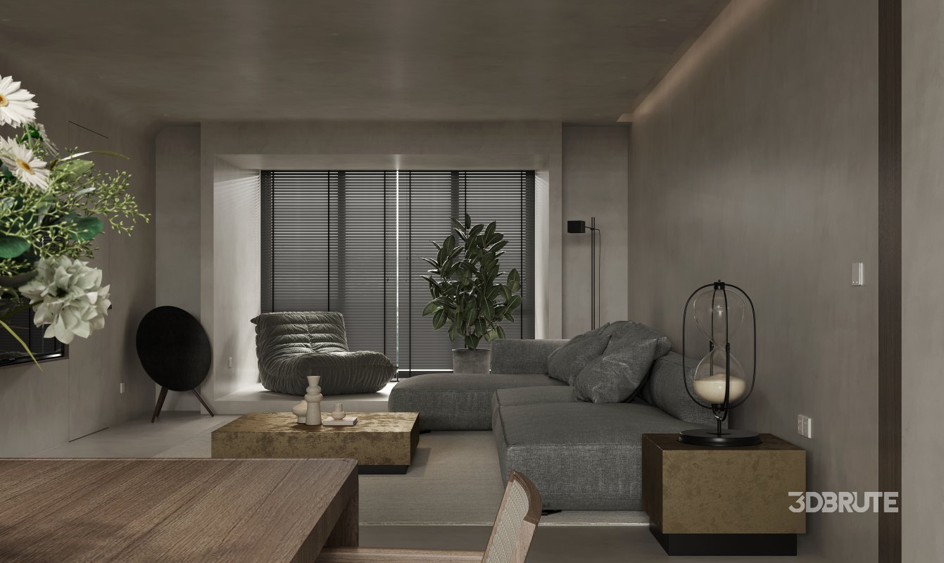 Modern living room and dining room interior scene Image 4