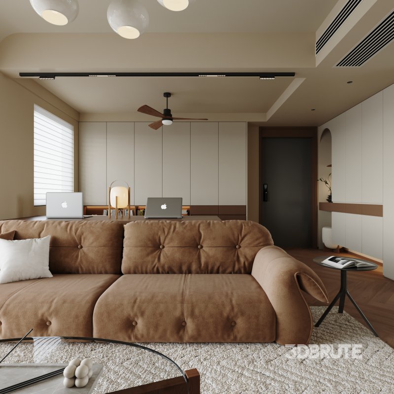 Modern living room and dining room interior scene Image 15