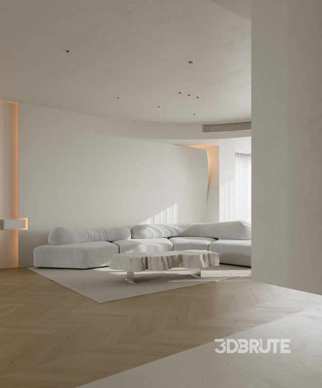 Modern living room and dining room interior scene Image 7