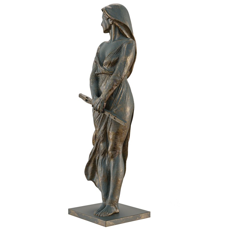 Antique Elegant Woman Sculpture with Flute Image 3