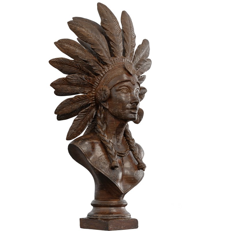 Artistic Bust with Feathered Headdress Statue Image 2
