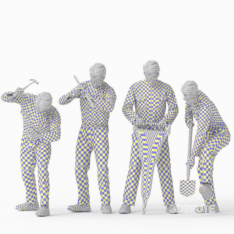 Worker Labor man work tools in 04 poses Image 3