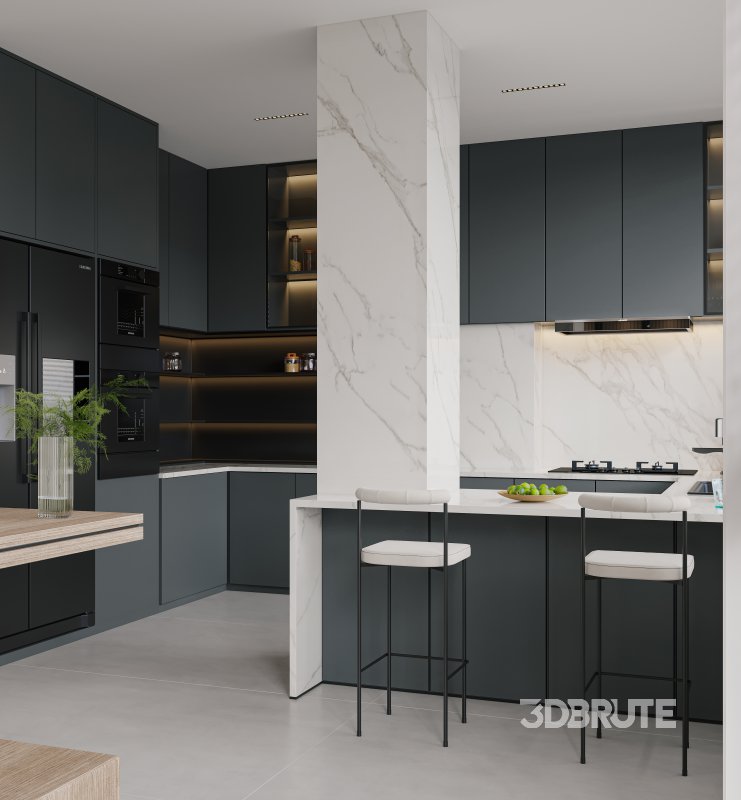 Modern living room and dining room interior scene Image 9