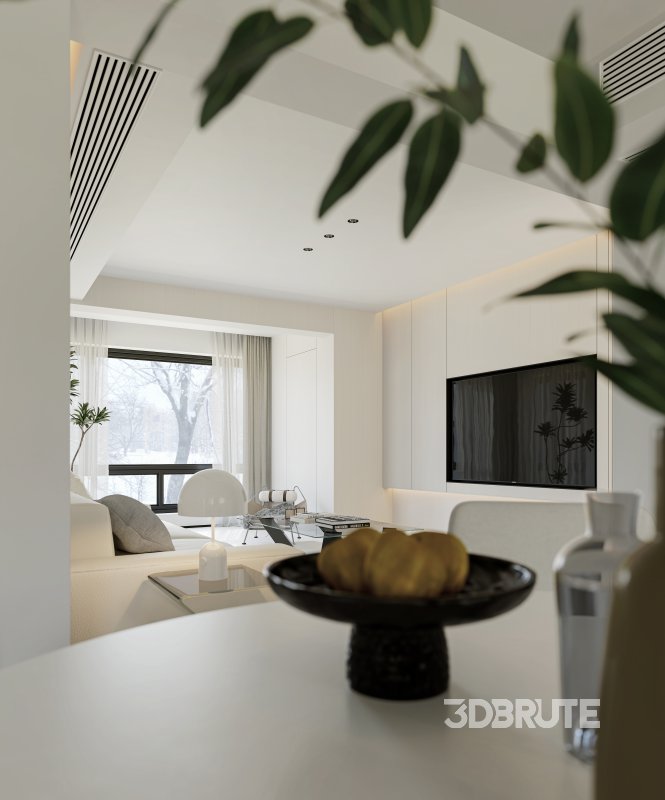 Modern living room and dining room interior scene Image 4