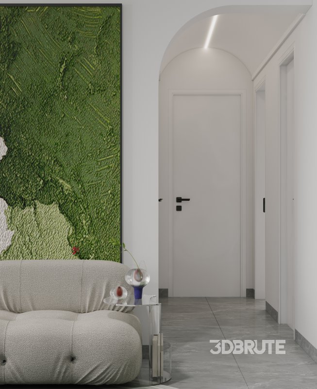 Modern living room and dining room bedroom interior scene Image 8