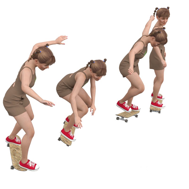 Girl skateboardin 4 poses Image 4
