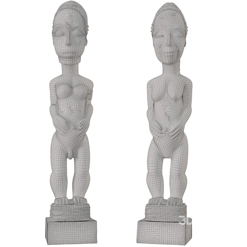 Wooden African Couple Stand Statue Image 4