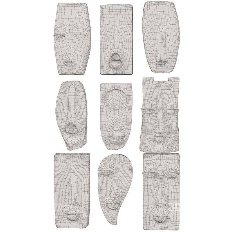 Wall Mount Abstract Tribal Mask Collection Image 2