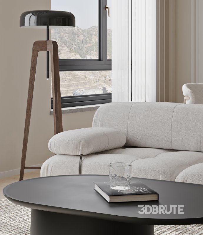 Modern living room and dining room interior scene Image 6