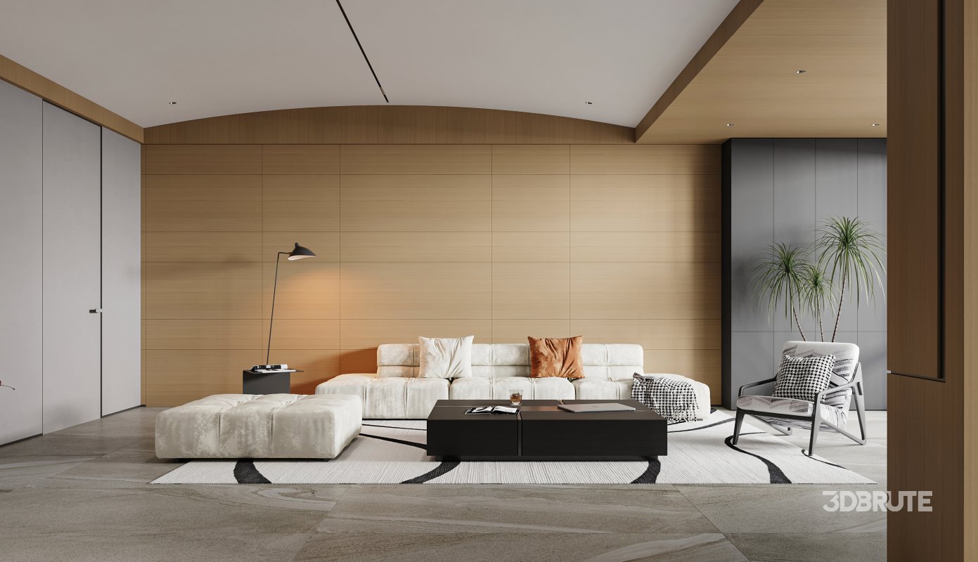 Modern living room and dining room interior scene Image 2