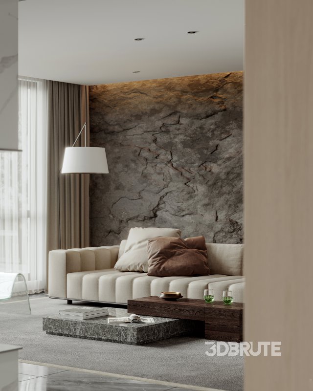 Modern living room and dining room interior scene Image 9