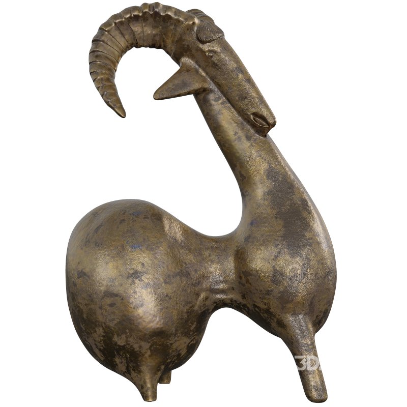 Antique Stylized goat Statue Image 3