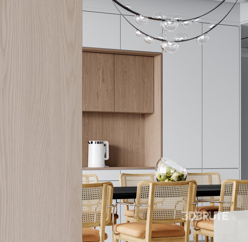 Modern living room and dining room interior scene Image 9